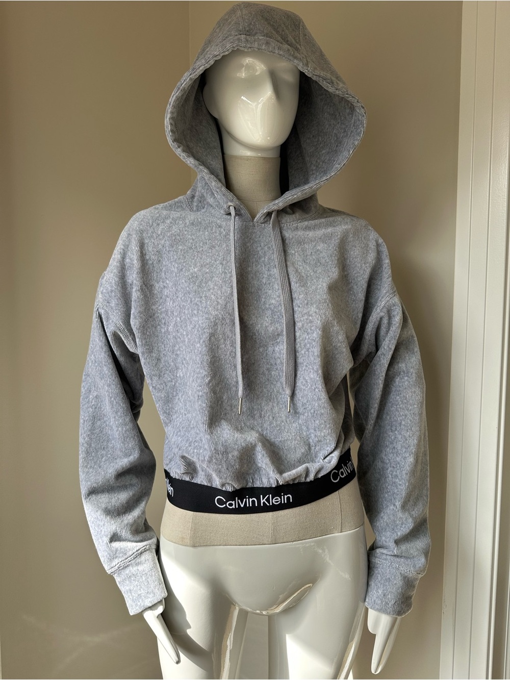 Calvin Klein Gray Cropped Crewneck Hoodie